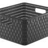 ROTHO Úložný box COUNTRY čtvercový 14 L, plast, antracit