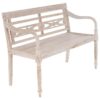 DIVERO 2-místná zahradní lavice – 119 cm, teak, bílá shabby