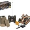 Tank RC plast 33cm + otočná věž na baterie+dobíjecí pack se zvukem a světlem v krabici 51x17x19cm