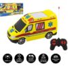 Auto RC ambulance plast 20cm na dálkové ovládání 27MHz na baterie se světlem v krabici 28x13x11cm