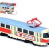 Tramvaj česká kovová 16cm retro na zpětný chod v krabičce 20x8x5cm CZ design