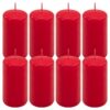 Červená parafínová svíčka 10 cm, 20 h hoření, sada 8 ks