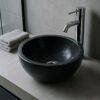 Kamenné umyvadlo leštěný mramor, 45 cm, černé
