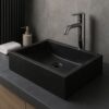 Umyvadlo z leštěného mramoru, 55 cm x 40 cm, černé