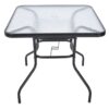 Zahradní stůl ZWMT, 80 x 80 cm, kovový se skleněnou deskou