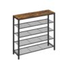 Kovový botník, 4 police, 100×30×92,5 cm, rustikální hnědá