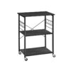Kuchyňský vozík s 3 policemi a háčky, černý, 60x40x84 cm