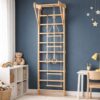 Dětské dřevěné žebřiny s hrazdou, kruhy, provazovým žebříkem