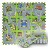 Dětská puzzle podložka s motivem města, 9 dílů, EVA pěna