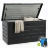 Kovový zahradní box 380 l, uzamykatelný, černý